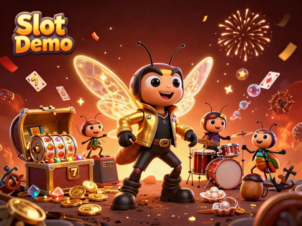 Experience thrilling Slot Demo action surrounded by vibrant characters and game elements galore.