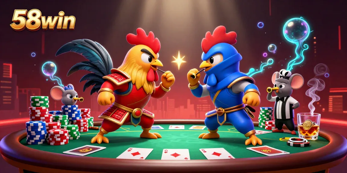 Engage in thrilling gameplay at 58win with fighting roosters and dynamic poker action.