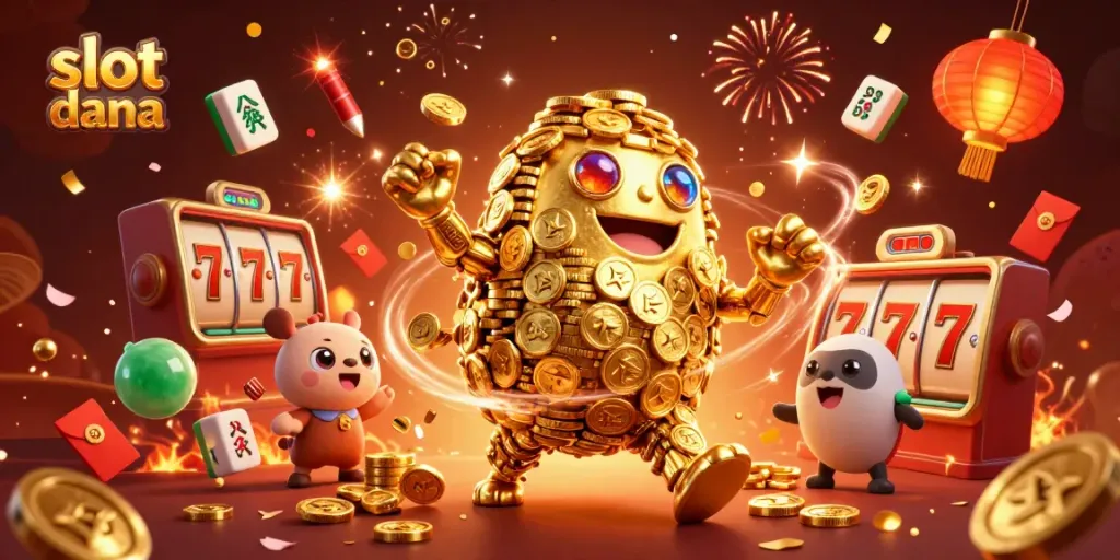 Engage in exciting gaming with slot dana featuring a golden golem amidst rich casino elements.