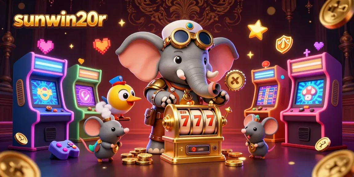Experience the excitement of sunwin20r as a steampunk elephant operates a thrilling slot machine.
