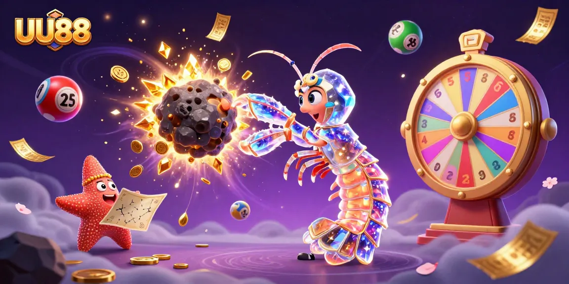 Experience the excitement of UU88 with a vibrant 3D casino scene featuring a galactic samurai and underwater elements.