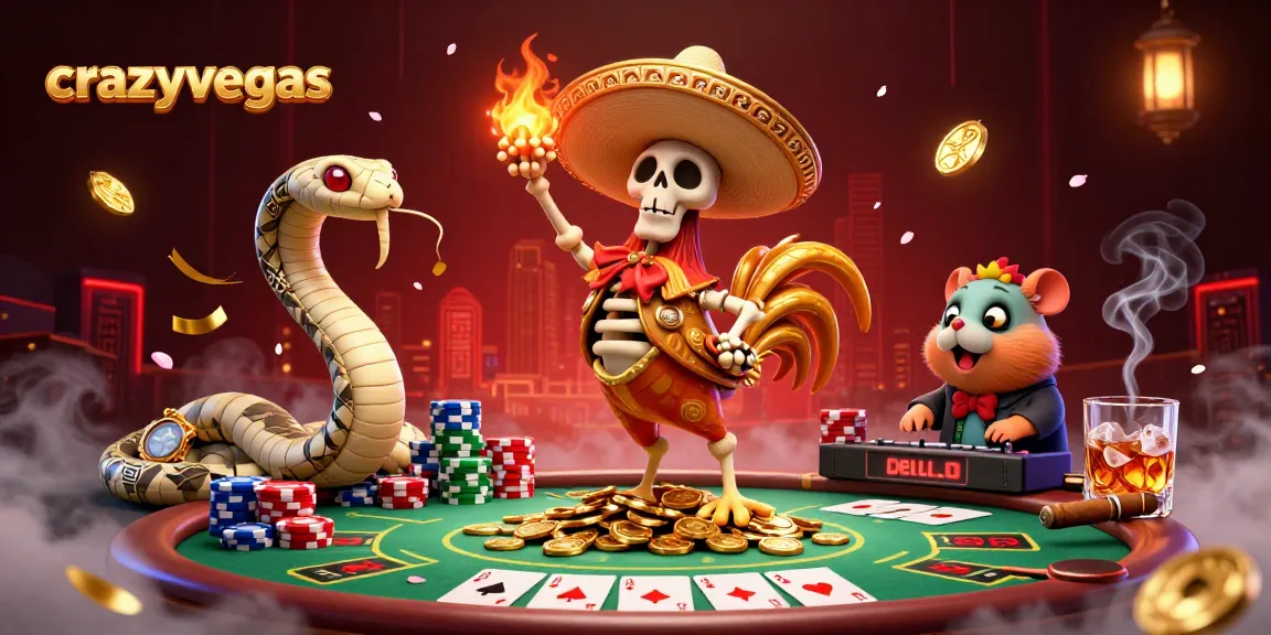 Experience the thrilling celebration of gaming with crazyvegas showcasing a vibrant 3D casino scene filled with festive characters.