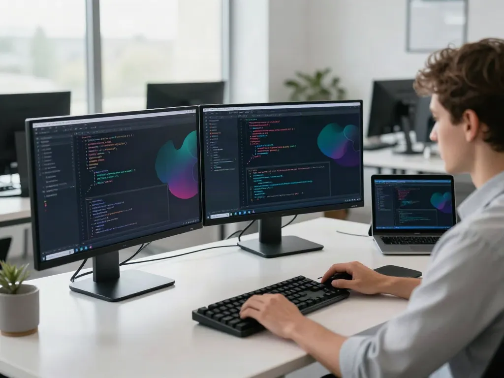 Developer implementing instant indexing techniques in a modern tech workspace.