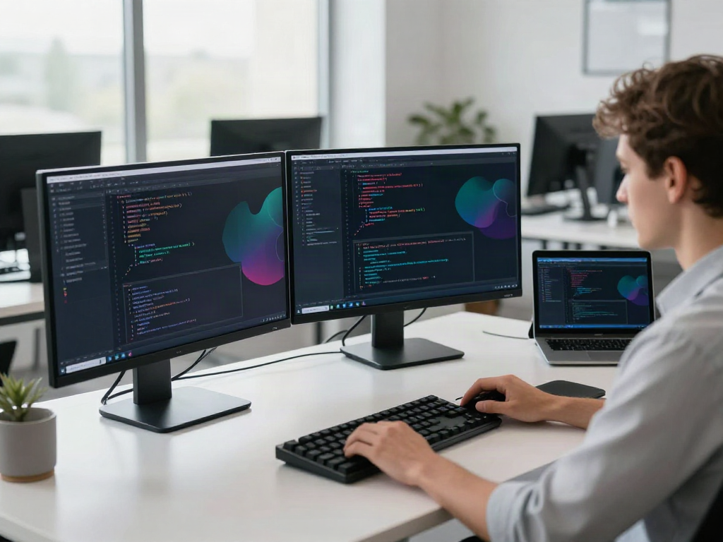 Developer implementing instant indexing techniques in a modern tech workspace.