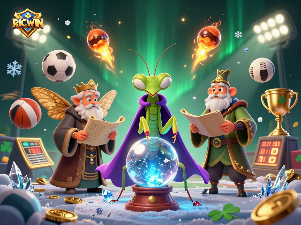 Engage with RICWIN's thrilling sports betting experience featuring dynamic animated elements and fortune tellers.